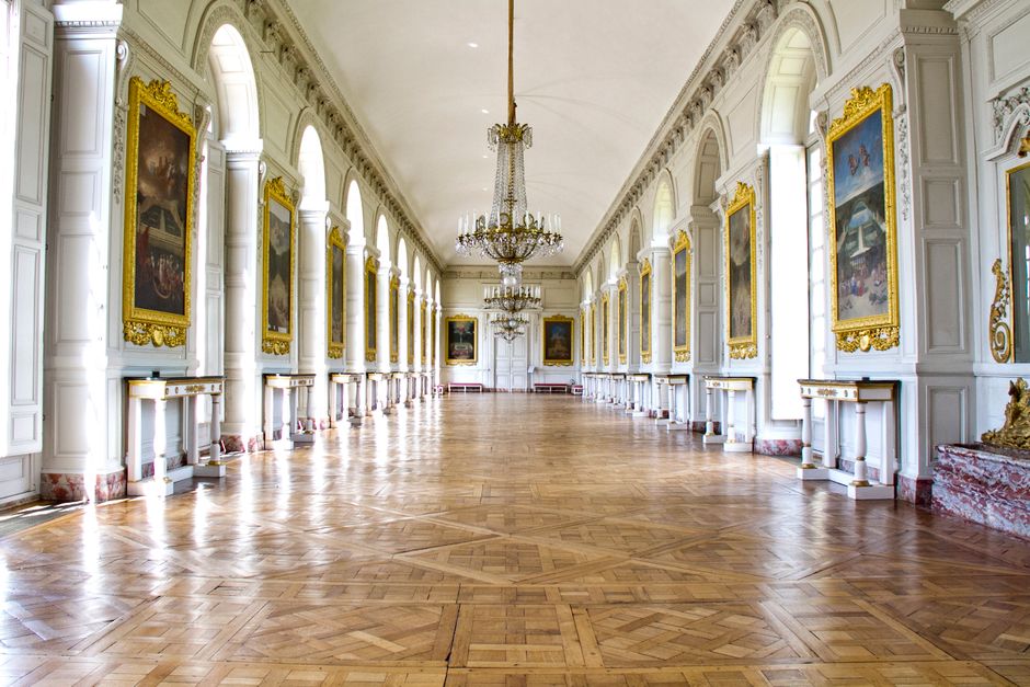 A grand gallery in a French palace
