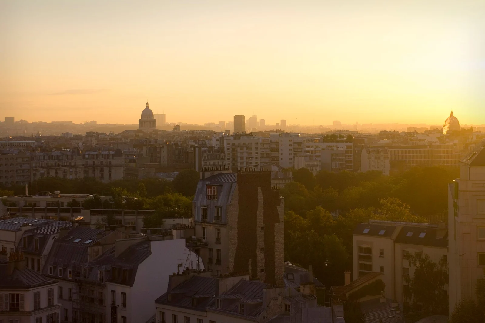 Golden sunrise over the Paris rooftops