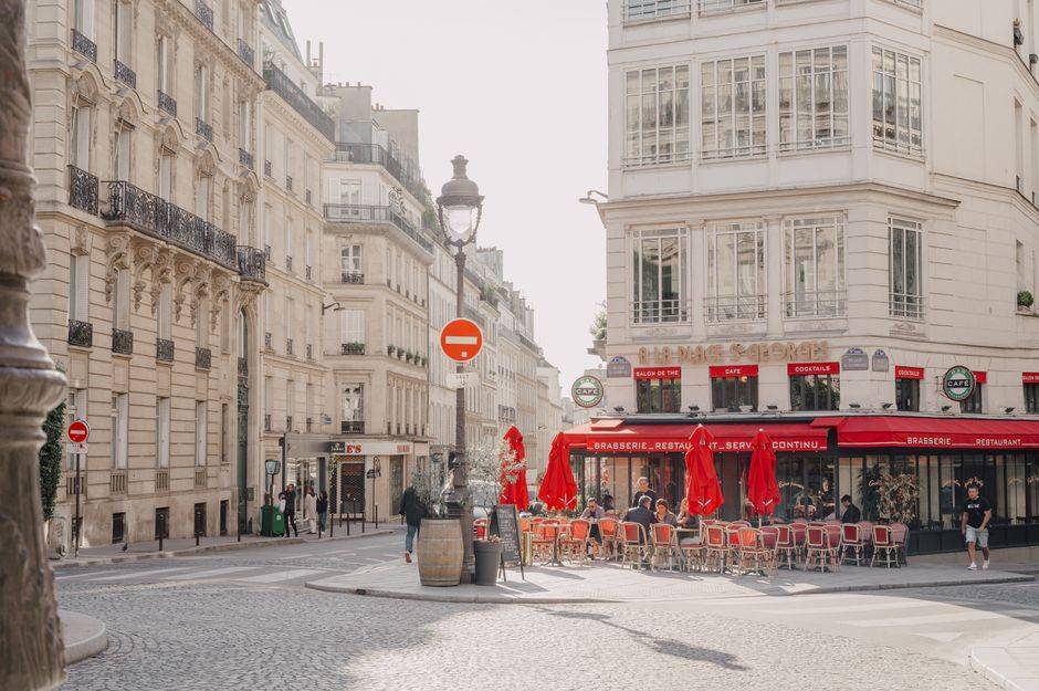 A café-lined Paris street