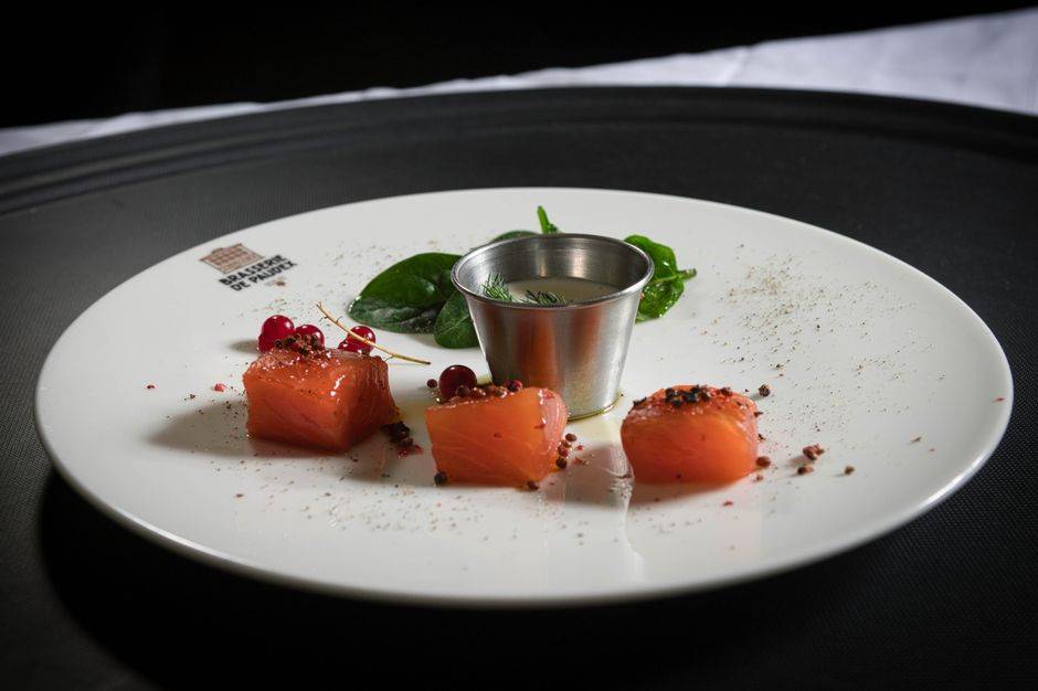 An elegant plated dessert