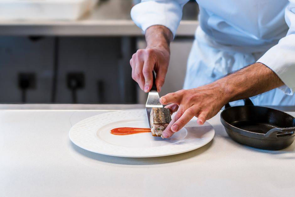 A chef preparing a dish