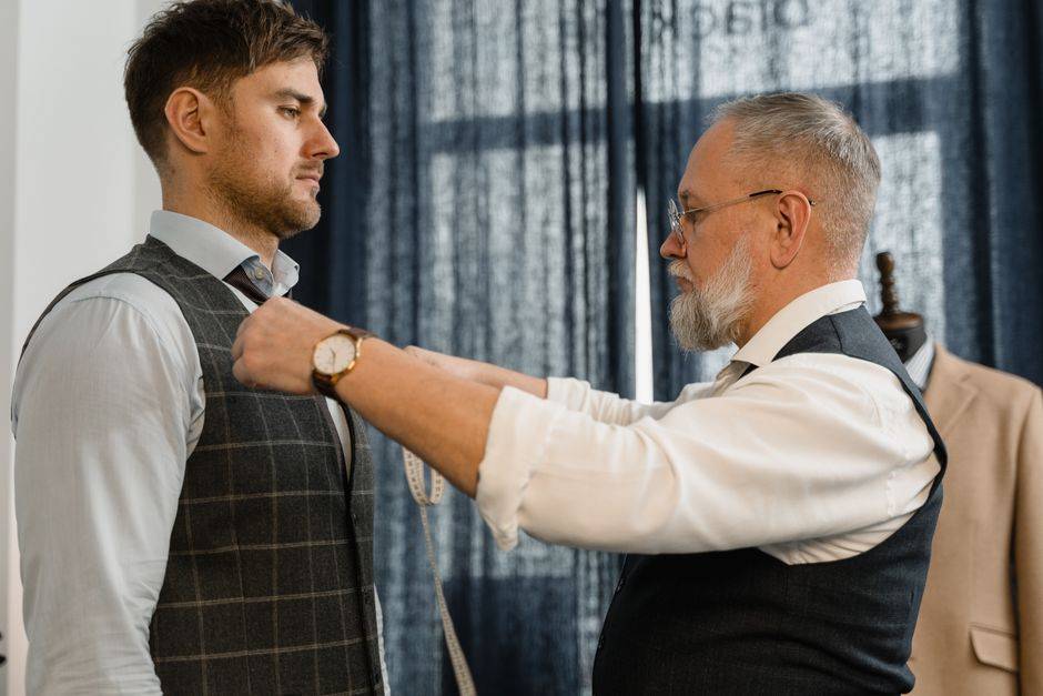A close-up of a suit fitting, illustrative photograph