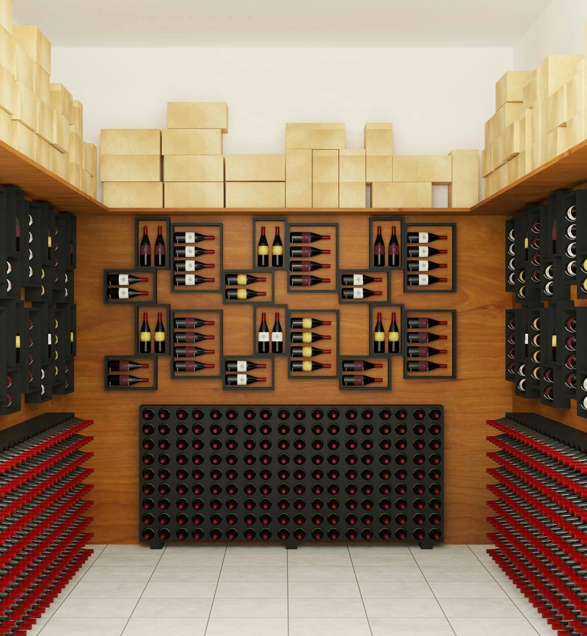 A carefully arranged wine cellar, illustrative photograph