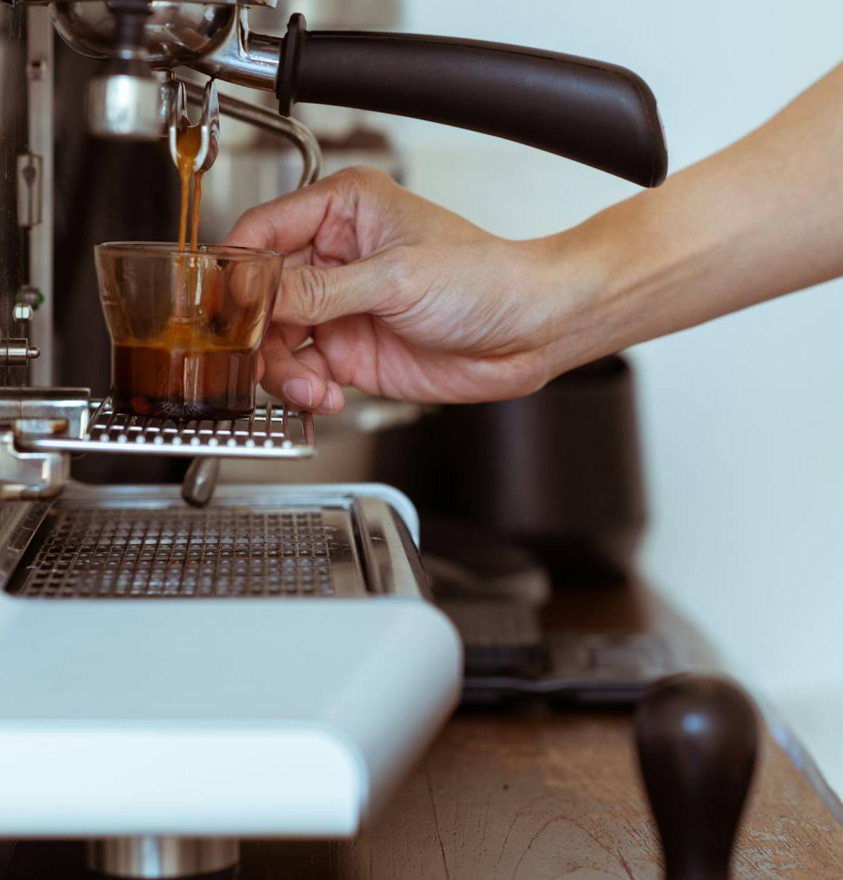 An espresso being prepared, illustrative photograph