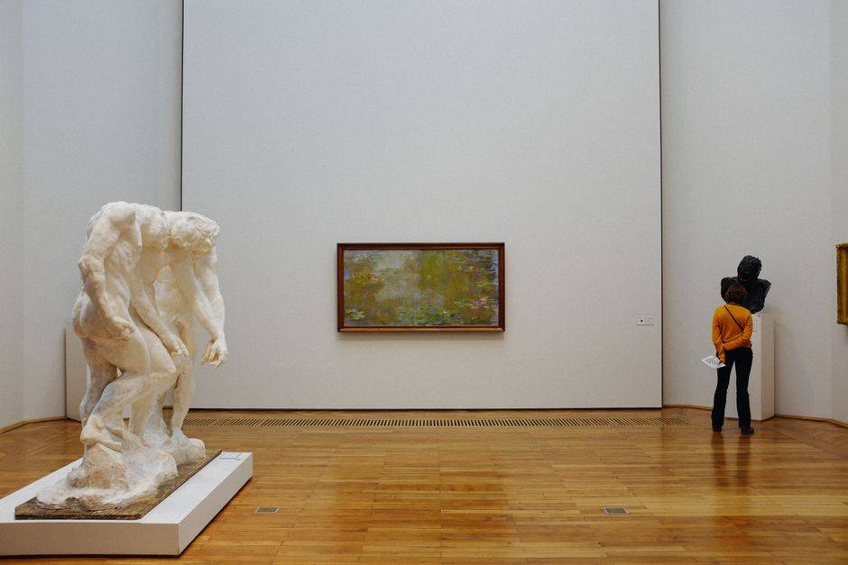 Sculptures in a museum gallery