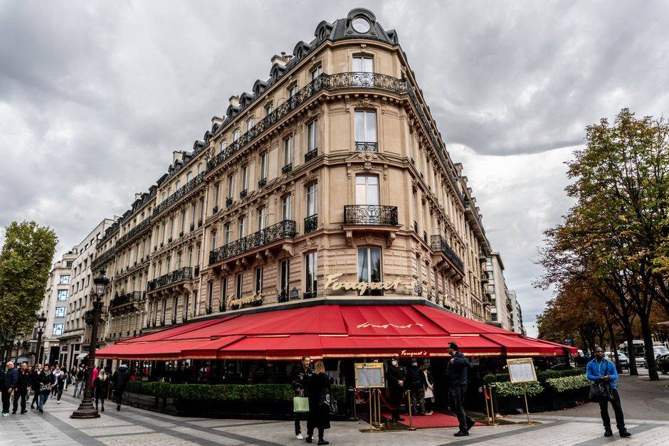 A classic Paris café on a street corner