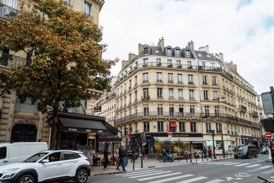 Parisian buildings and neighborhood cafés