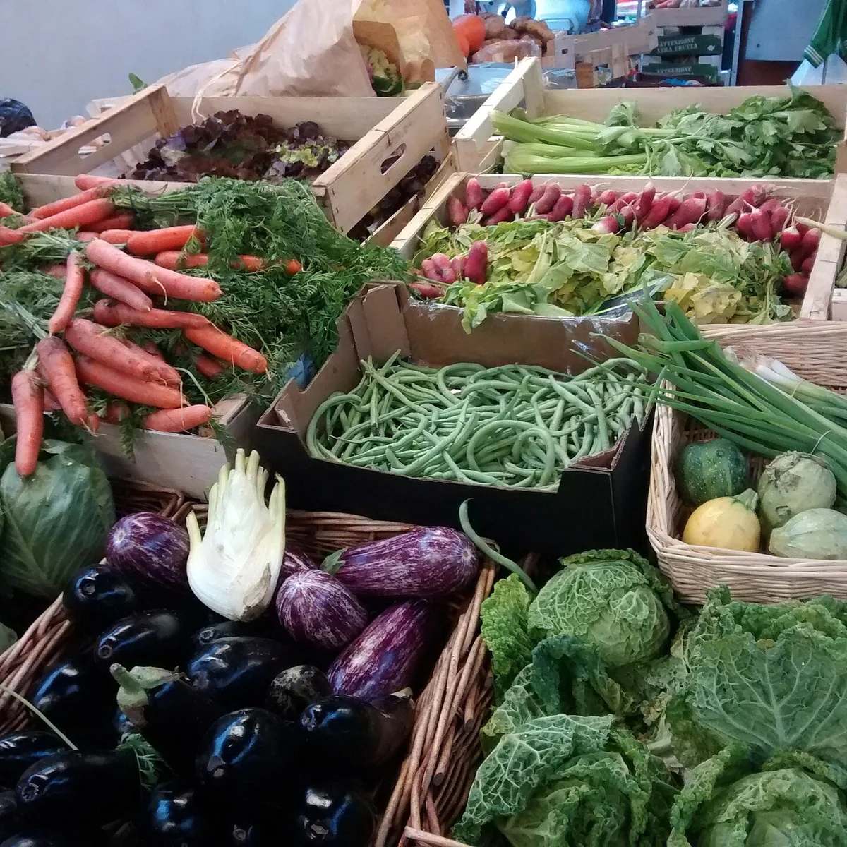 Fresh vegetables at the Marché des Enfants Rouges