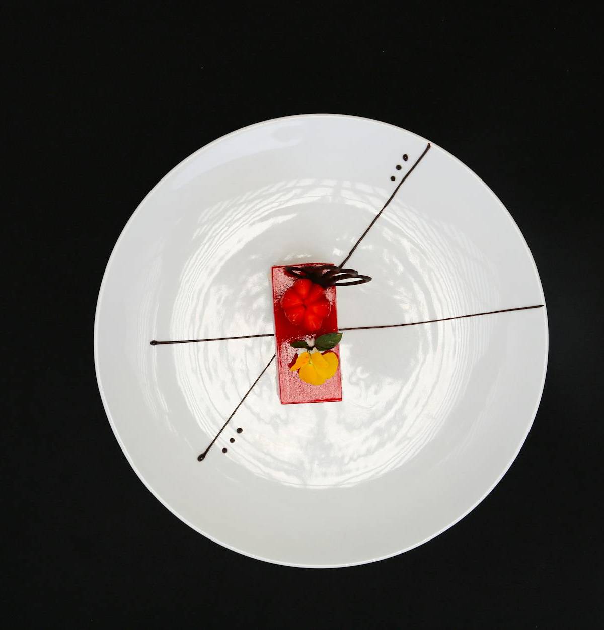 A minimalist plated dessert
