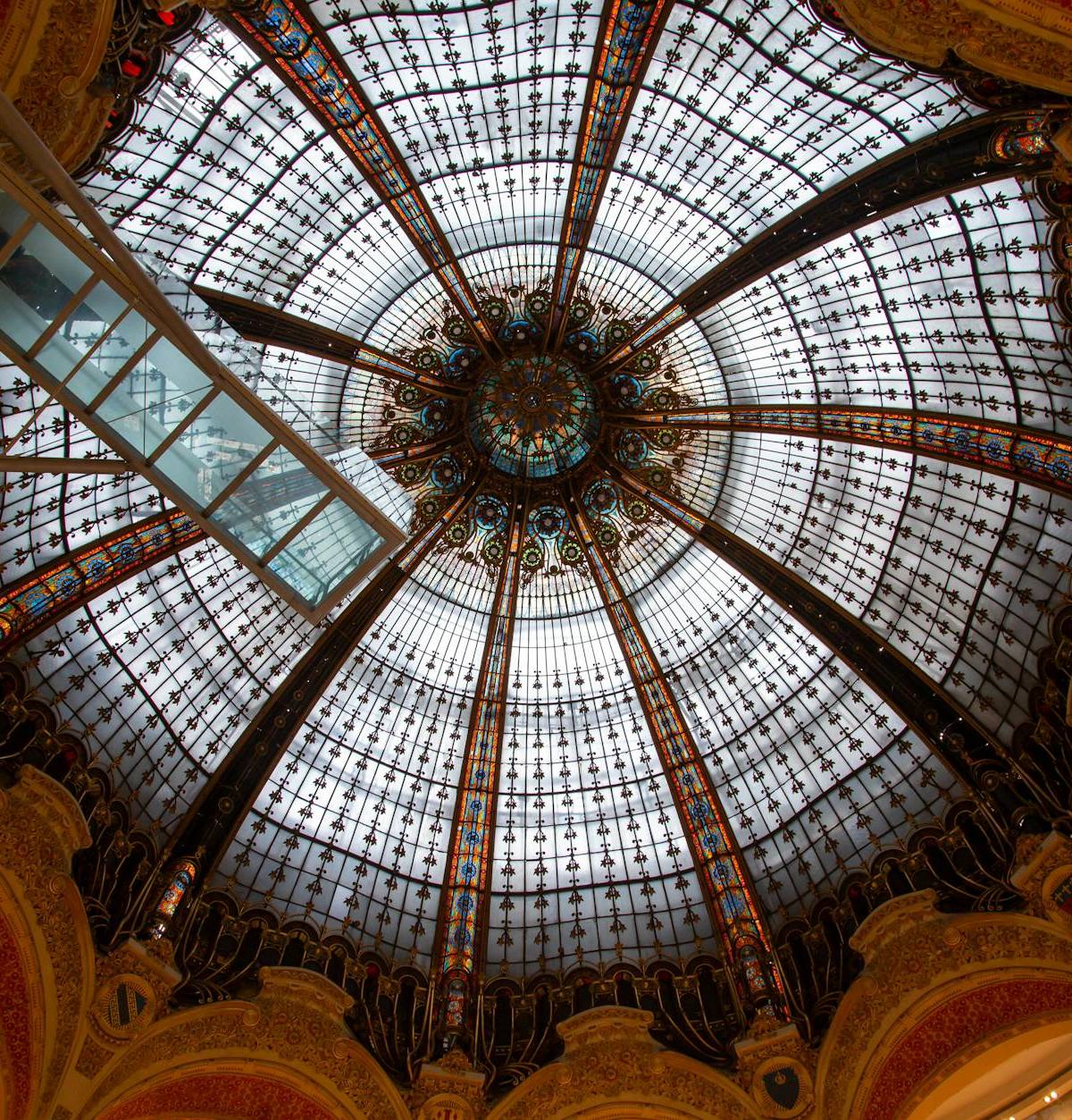The balconies beneath the Galeries Lafayette dome