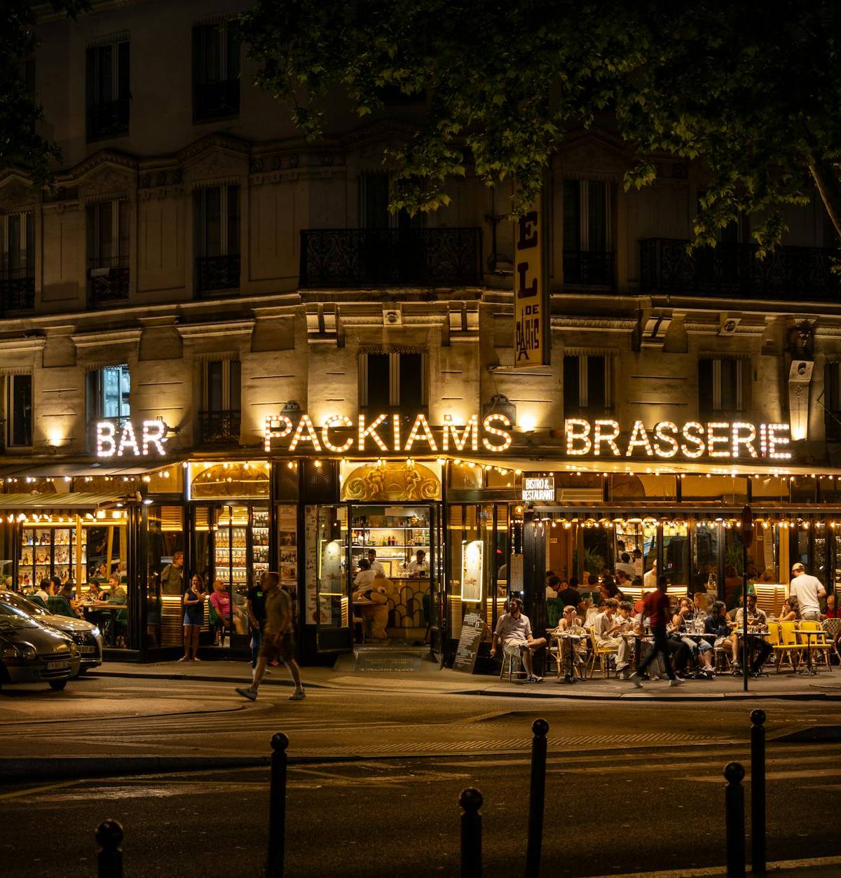A neighborhood bar after dark